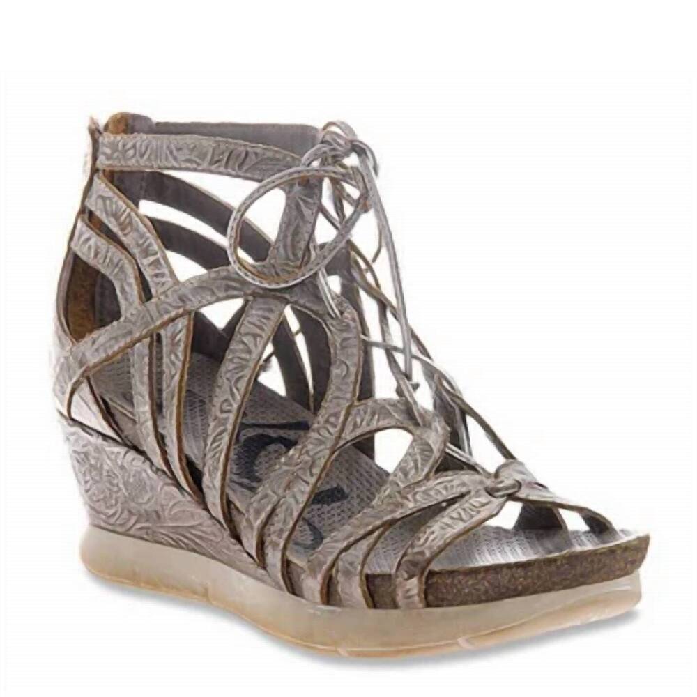 NEW OTBT women's nomadic wedge sandal in light pewter